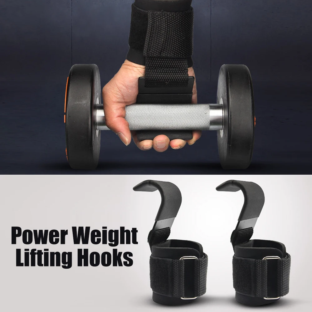 

1/2PCS Fitness Hook Weight Lifting Gloves Training Gym Grips Straps Wrist Support Weights Power Dumbbell Weightlifting Wristband