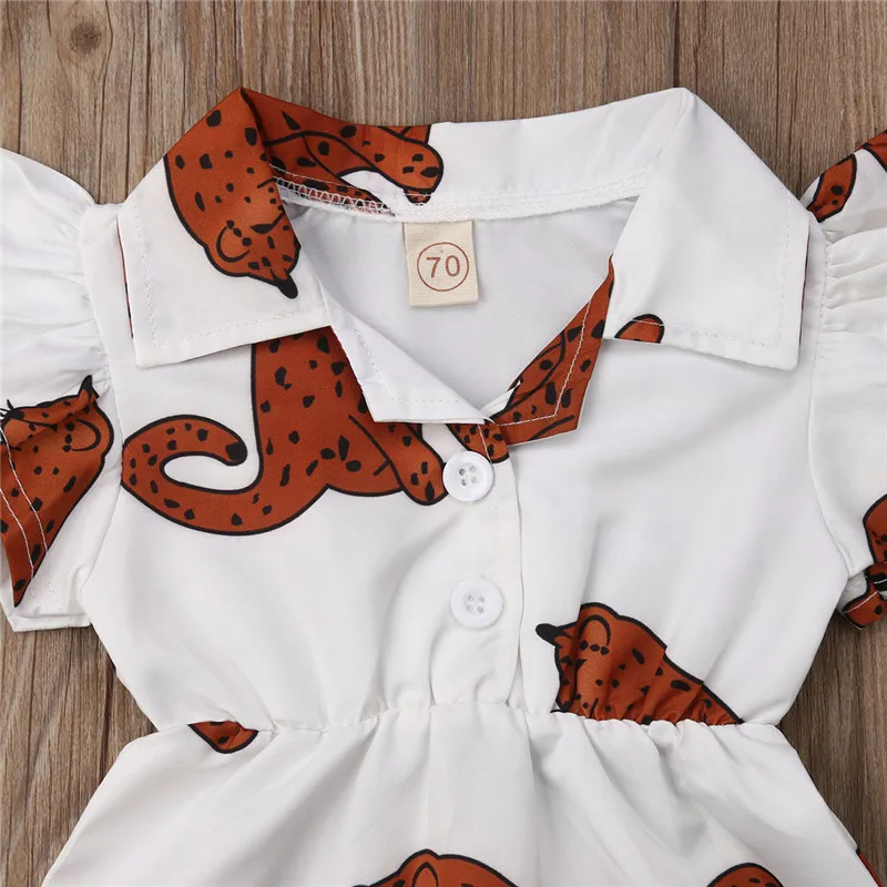 Emmababy новорожденных Комбинезоны для маленьких девочек одежда леопардовое сердце животных оборками летняя Ropa bebe обувь для девочек хлопковая рубашка боди