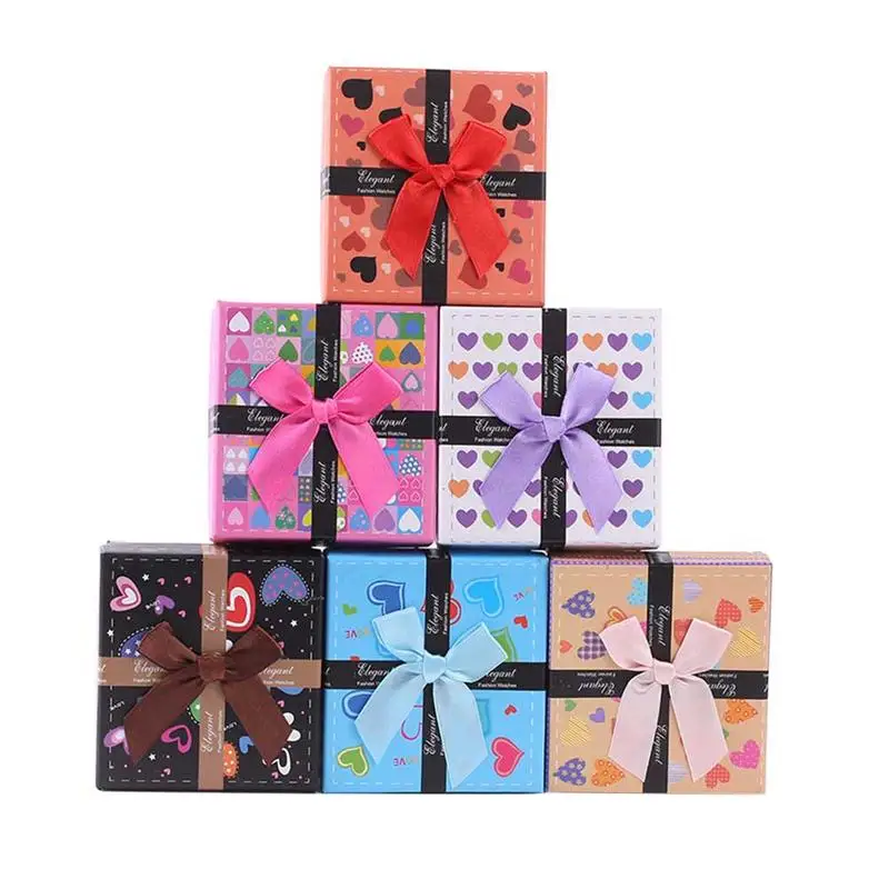 

1PC Hot Sale Gift Box Colorful Heart Bowknot Carton Innovative Gift Packaging Box for Jewelry Ring Watch Gift Accessories