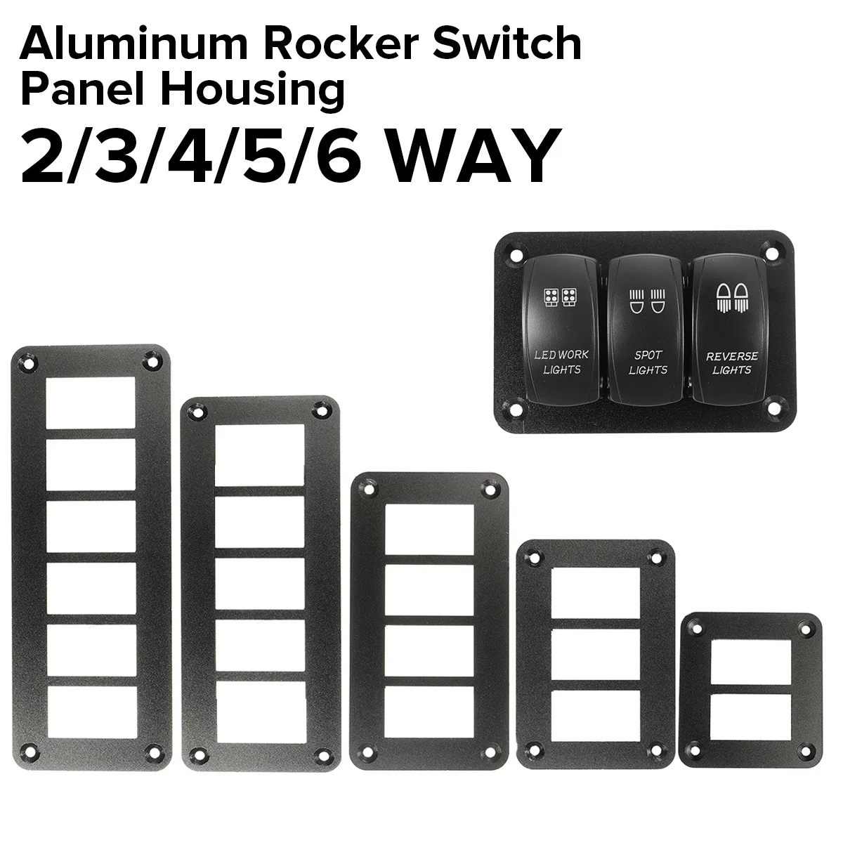 2/3/4/5/6 Way Black Aluminum Rocker Switch Panel Housing Holder for ARB