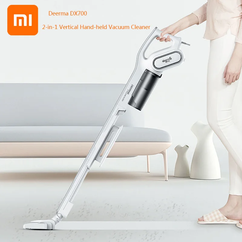 Xiaomi Deerma DX700 2 в 1 вертикальный ручной пылесос бытовой бесшумный 15 кПа с большой