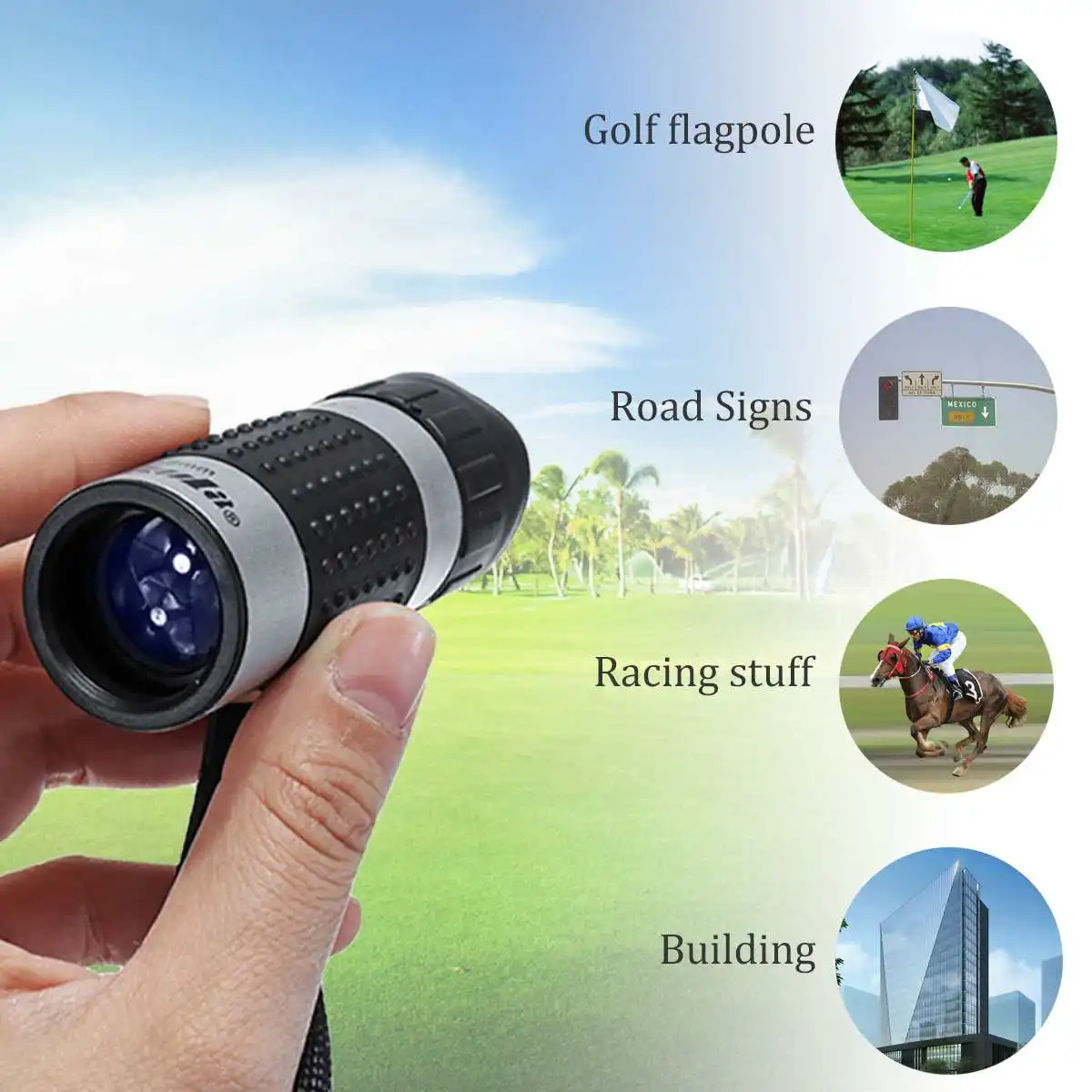 

Distance Meter Finder 7x18 163m/1000m Golf Monocular Rangefinder Binocular Pocket-Scope Range Sightseeing Surveillance Races