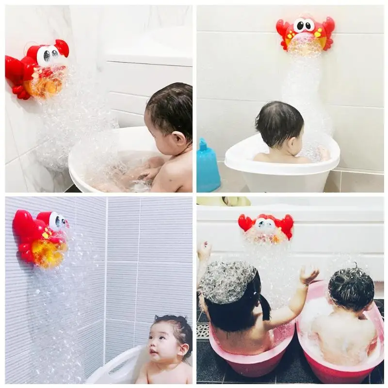 

Plastic Crab Bubble Machine Music Bubble Maker Baby Bath Toy+Water Gun Pool Swimming Bathtub Soap Machine Toys for Children PNLO