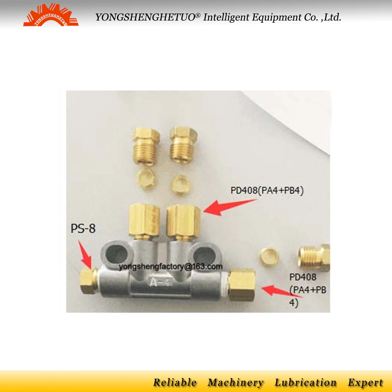 Resistance oil distributor separator valve lubrication dispenser 2 outlet junction block A-4-8+PD408+PS-8+PA-4+PB-4 |
