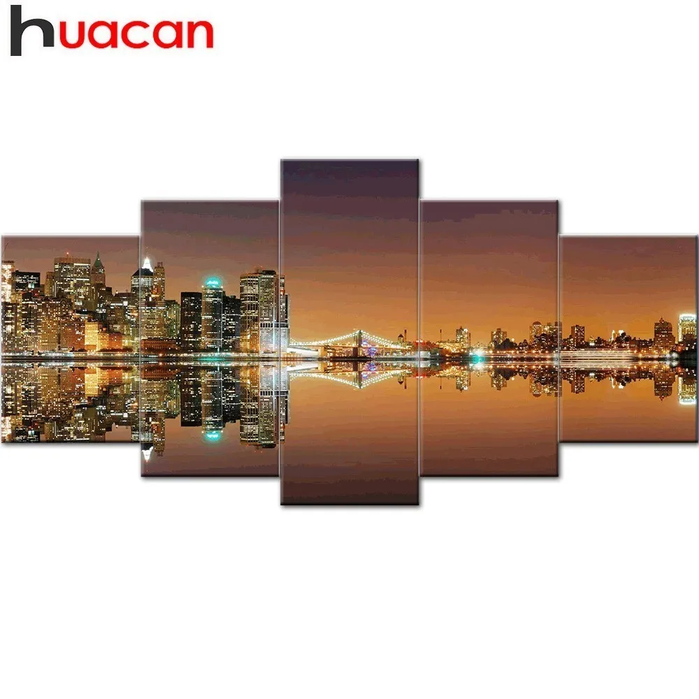 

HUACAN Full Square Diamond Painting Landscape 5D Diamond Embroidery Scenery Multi-picture Combination Decoration Home