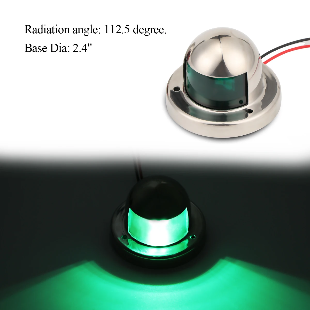 

hot 2pcs Stainless Steel Boat Navigation Light Green And Red Marine Yacht LED Starboard And Port Side Light Stainless Steel Bow