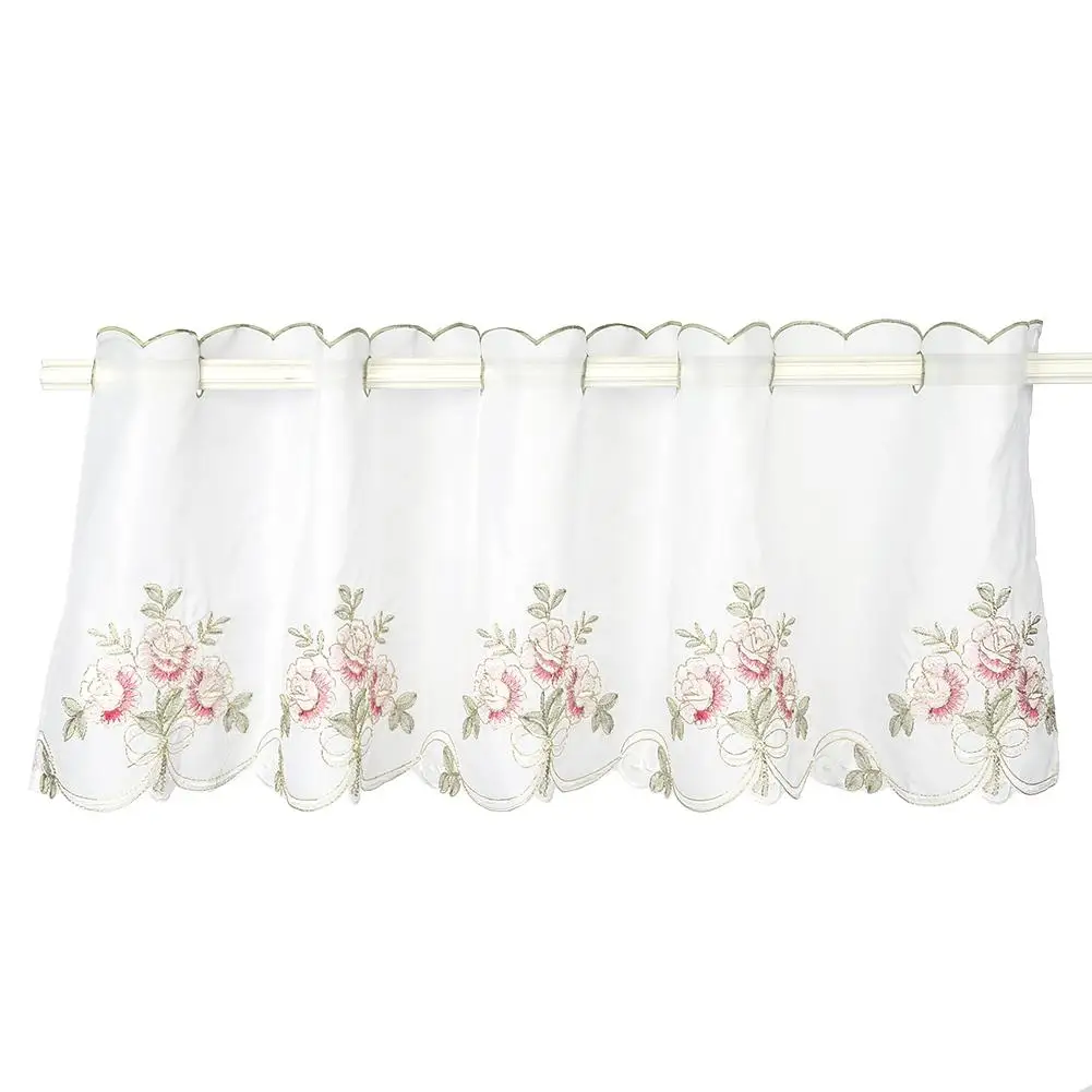 

Half-curtain Elegant Flower Pattern Half Curtain Drape Panel Blackout for Kitchen Cabinet Coffee Shop