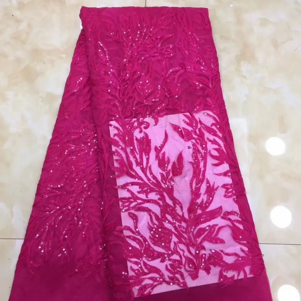 

Mr.Z African Net Lace High Quality French Lace Fabric Fuchsia Embroidery Nigerian Lace Fabric 5yards Dubai Fabric Lace Material