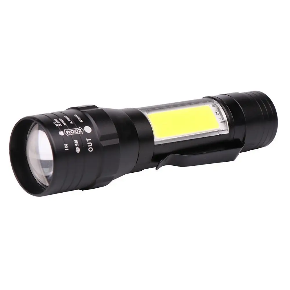 Telescopic Focusing T6 + COB Double Light Super Bright Flashlight
