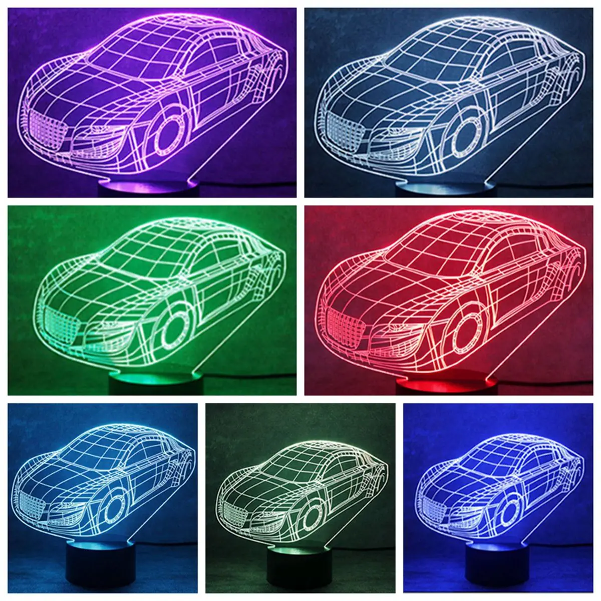 

3D Night Light 7 Color Changing Super Car Desk Lamp USB T uch/Switch Controll LED Night Light Home Decor Christmas Gift