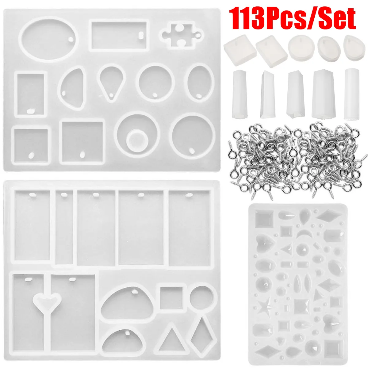 

113Pcs DIY Bracelet Pendant Jewelry Casting Molds Silicone Resin Jewelry Molds Set DIY Making Tool Crafting Pendant Earrings
