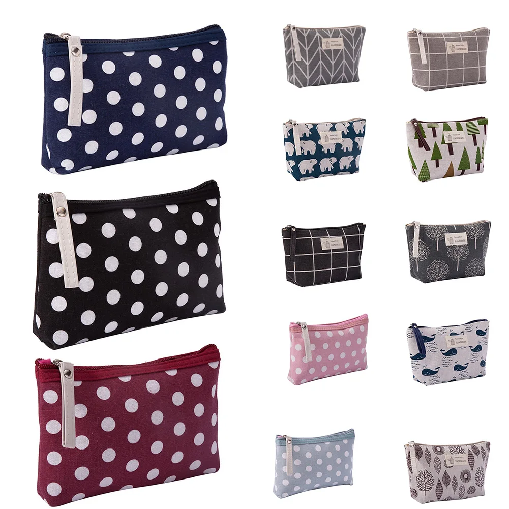 النساء منقوشة السفر التجميل حقيبة حقيبة مستحضرات تجميل حقيبة يد الإناث سستة محفظة صغيرة مستحضرات التجميل تشكل أكياس السفر الجمال المنظم