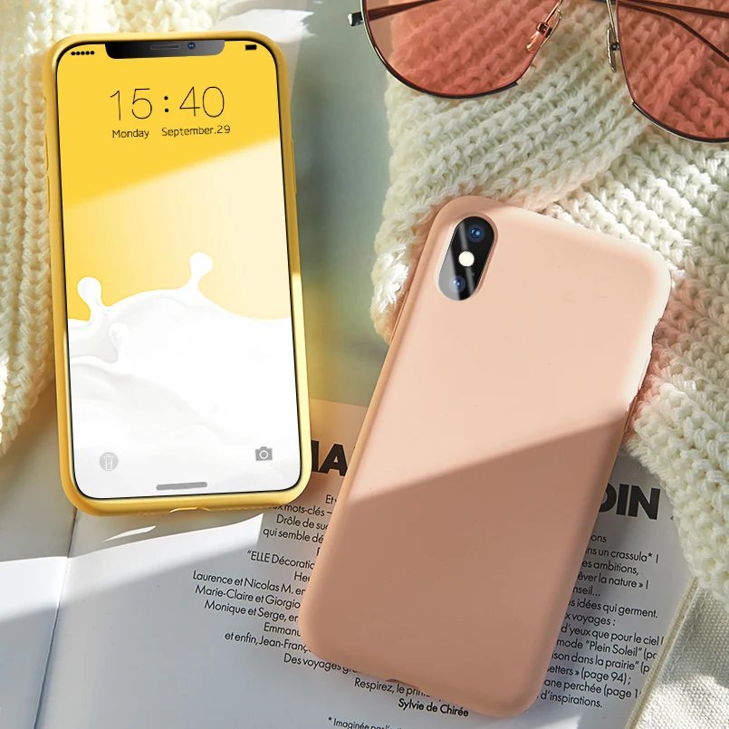 

ASINA Case For iPhone 7 8 6 Original Liquid Silicone Case Plain Color Clear Bumper For iPhone 8 7 6 Plus X Xs Max XR Coque Capa