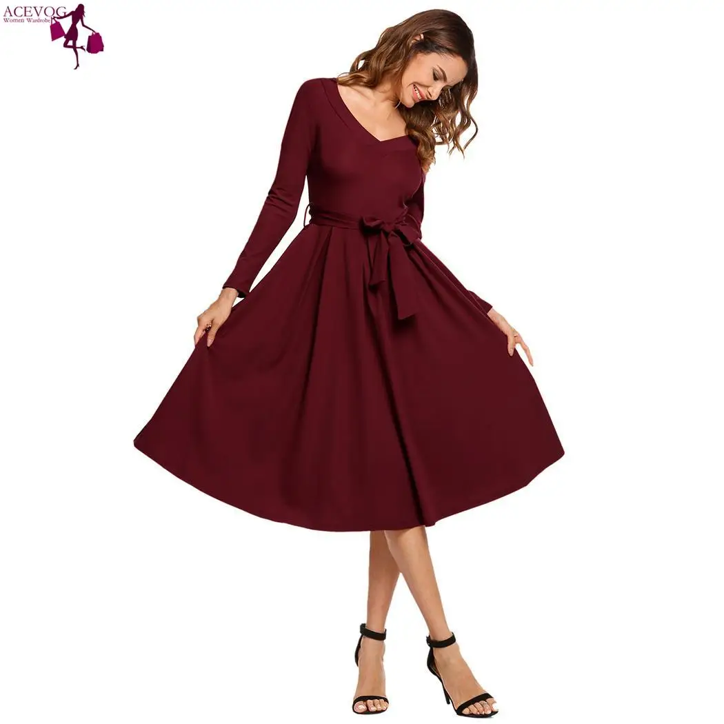 

Midi Mid Waist with Height Bust Solid 86cm Women's Sleeve 93cm Party Dress Pleated Calf 176cm Swing Belt 61cm Long V-Neck Hip