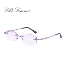 YOK'S фиолетовые очки для чтения без оправы женские брендовые алюминиевые диоптрии+ 1,0 до+ 4,0 прямоугольные очки для дальнозоркости WN1235