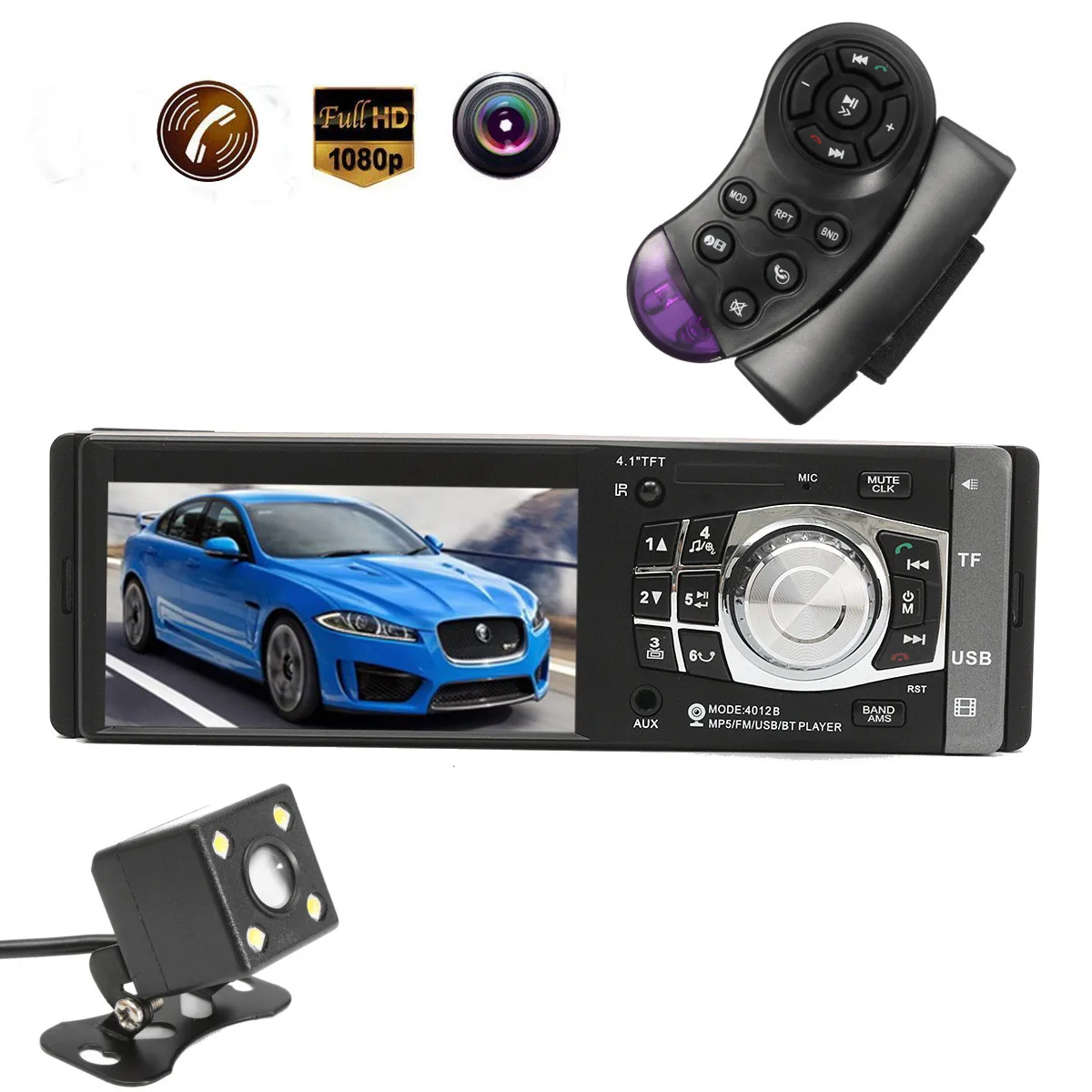 

4.1inch Single 1DIN Car MP5 Player bluetooth Stereo Audio Radio FM/USB/SD/MMC Car MP3 Player + 4 LED Camera