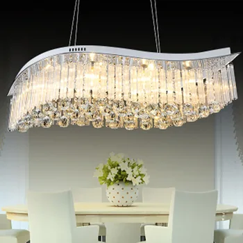 

Rectangular Crystal LED Pendant Light For Dining Room Living Room Home Lighting Restaurant Sweety Lamps