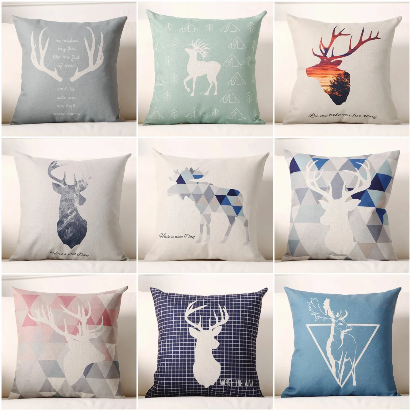

HGLEGYW Sika Deer Pillow Case Throw Pillowcase Cotton Linen Printed Pillow Covers For Office Home Free Shipping