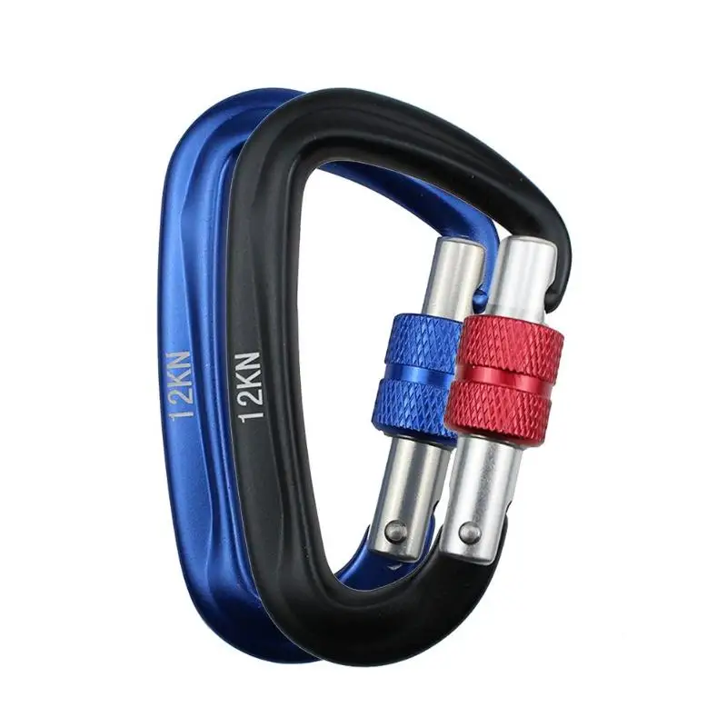 

Professional Carabiner D Shape 12/25KN Rock Climbing Buckle Security Safety Master Lock Outdoor Mountaineering Caving Equipment
