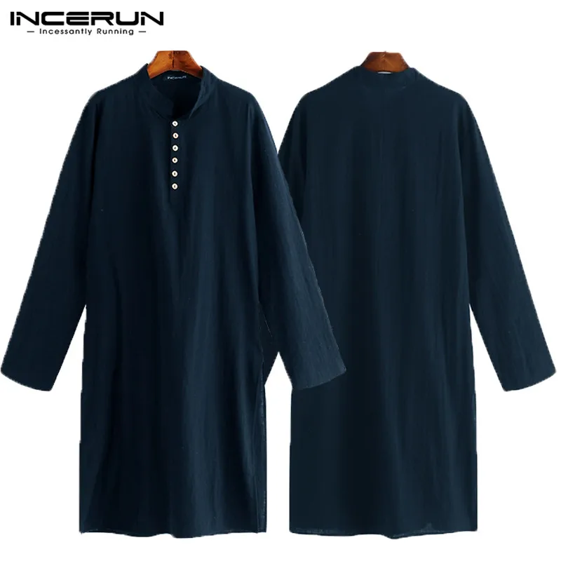 NEW Men Shirts Long Sleeve Dress Islamic Chemise Elegant Kaftan Robe Pakistani Man Indian Clothes Muslim Aaudi