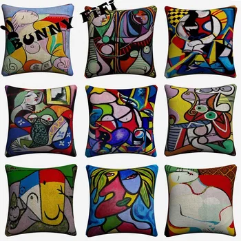 

Picasso Women Abstract Decorative Pillow Covers For Sofa Home Decor Linen Cushion Case 45x45cm Throw Pillow Cases