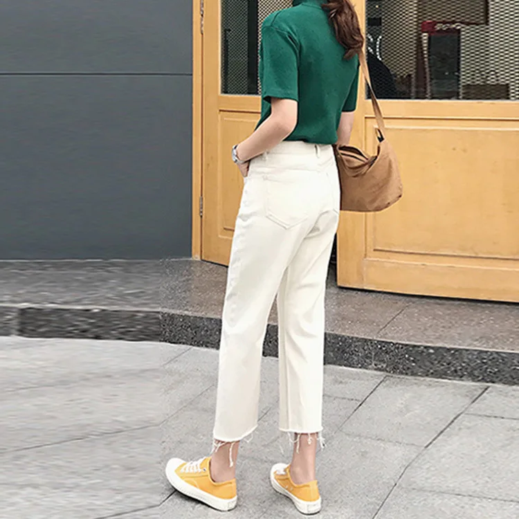 Jeans For Women Casua LRipped Jeans Denim Pants Ankle-Length high Waist Loose Fashion Straight Pants Trousers