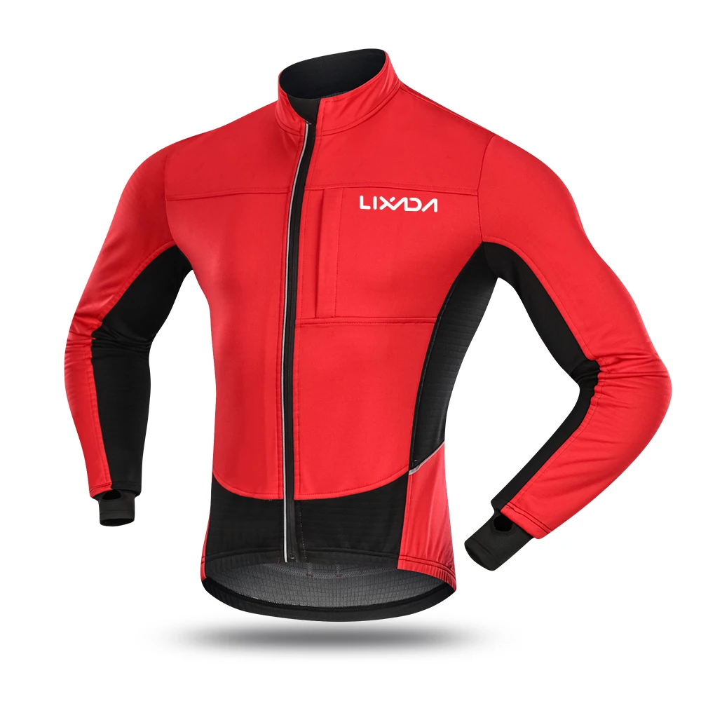 

Lixada Men's Thermal Cycling Jacket Bicycle Riding Running Clothing Sportswear Windproof Waterproof Fleece Coat Running Jackets