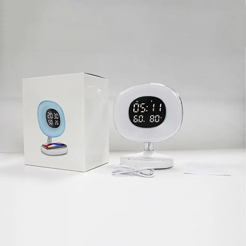 

5W Mobile Phone Wireless Charging Wake-Up Light LED Simulation Colorful Bedside Lamp Time Display RGB Colorful Atmosphere Lights