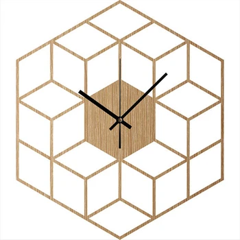 

Cube Wood Wall Clock Geometric Unique Silent Morden Clock Minimalist Clock Kitchen Living Room Gift Ideas Bedroom Decor C5T131