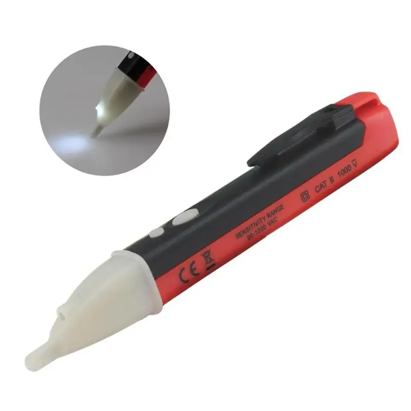 

Socket Wall AC Power Outlet Voltage Detector Sensor Tester Dual Buttons Electric Test Pen LED Light Voltage Indicator 90-1000V