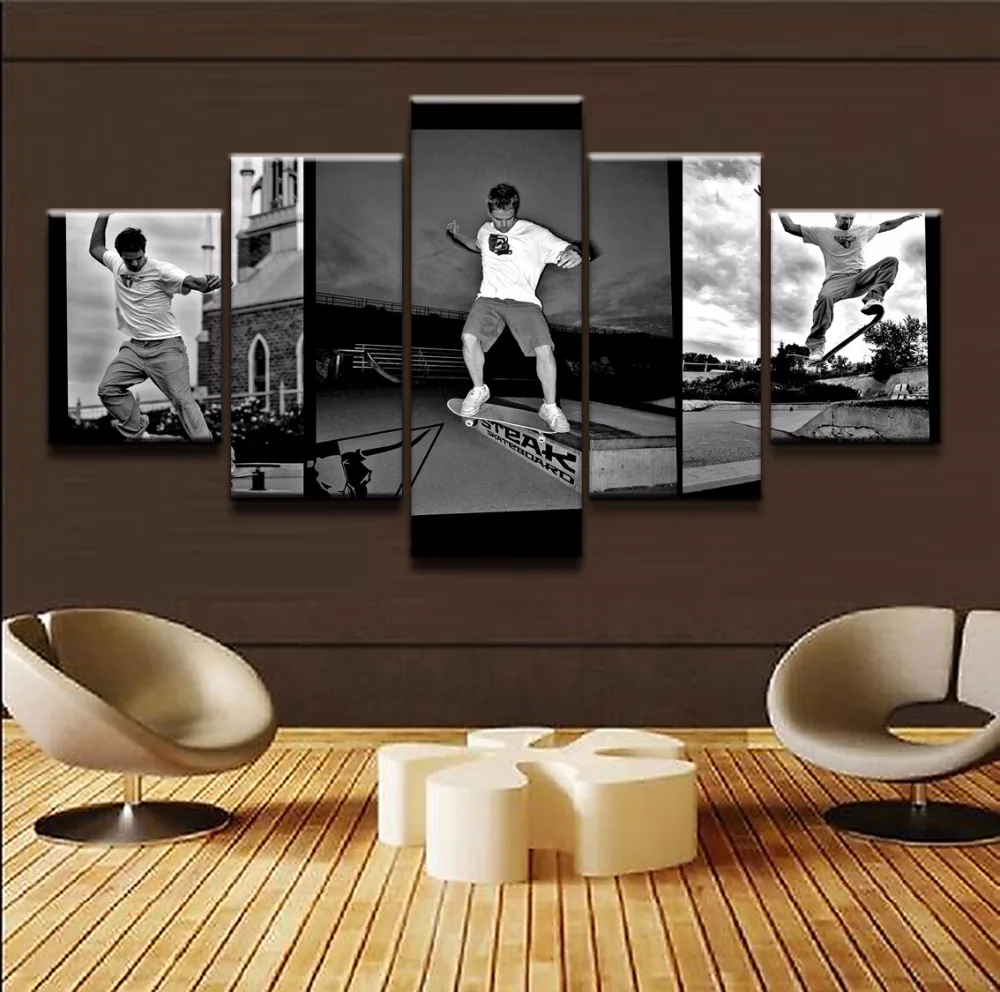

Modern Pictures Canvas Modular Poster HD Printed Wall Art 5 Pieces Home Decorative Sports Skateboarding Painting Framework1