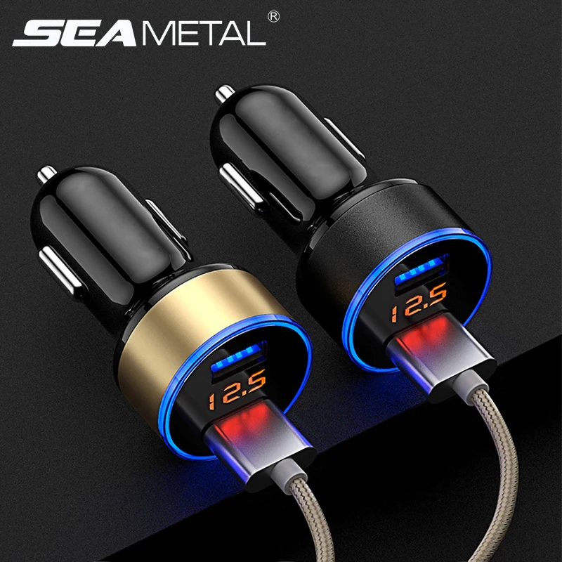 

Electric Automobile Accessories Car Cigarette Lighter Auto LCD USB Socket 12V 24V Car Splitter Charge 2 Port Auto Lighters Phone