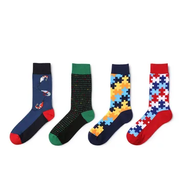 

Leisure Thicken Cotton Socks for Women Retro Street Fashion Chic Harajuku Sock Lattice Shrimp Shark Crocodile Socks for Men Q859