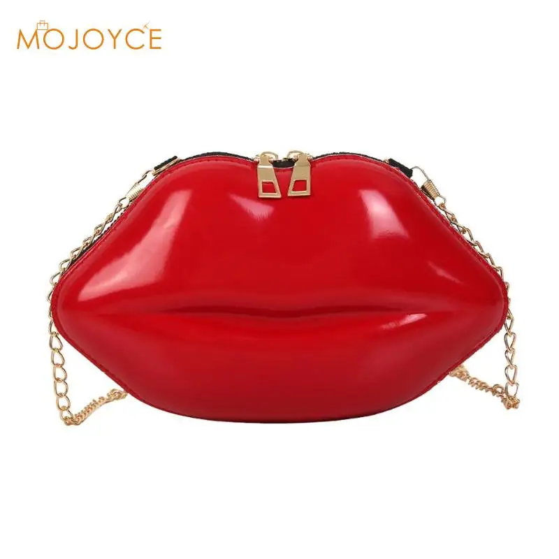 

Fashion Jelly Solid Color Lips Bag for Women PVC Handbag Cartoon Chain Messenger Bag Shoulder Evening Party Bolsa Femimia