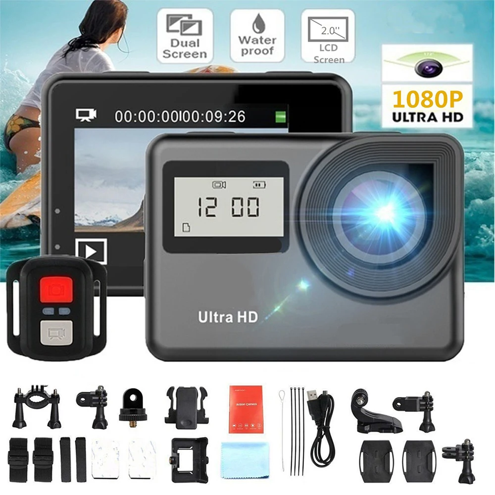 

Andoer 4K Touchscreen Action Camera WiFi Dual Screen Ultra HD 30M Waterproof DV Sports Camcorder 170 Degree Wide Angle Lens