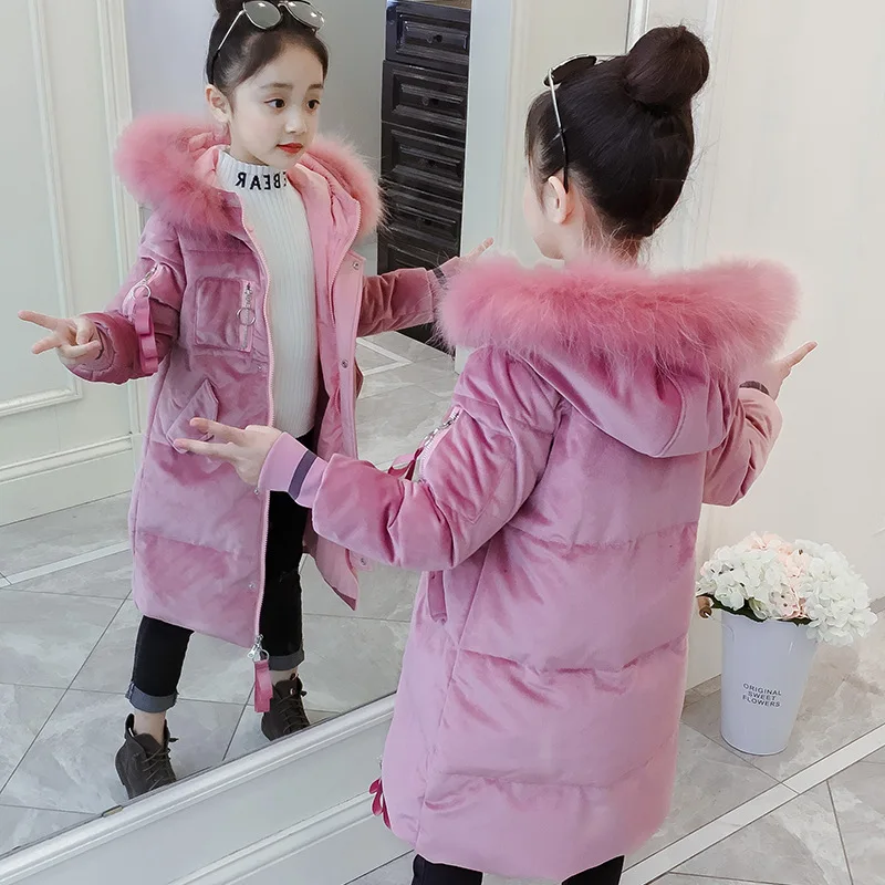 

Girls Winter Clothes Children's Long Type Cotton Hooded Coat Girls Winter Jacket