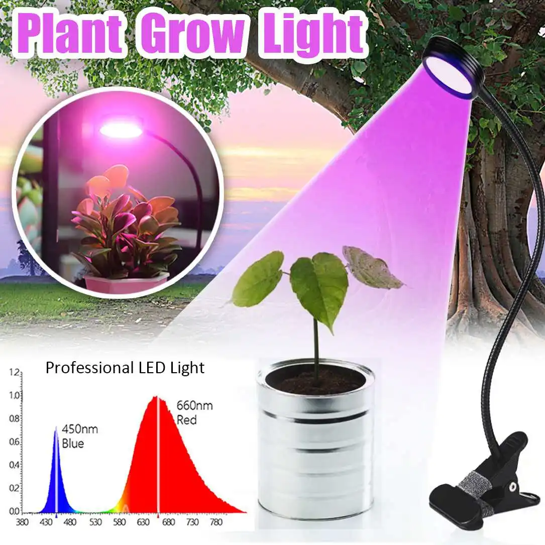 

Grow Plant Fill Light Flexible Single Double Head Timing LED Plant Grow Light Lamp Clip Plants Flower Vegetable Indoor Aquarium