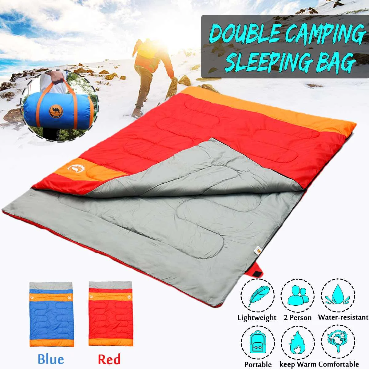 

2 Person Couples Outdoor Sleeping Bags 185x150cm Double Camping & Hiking Sleeping Bags Portable Waterproof For Travel Hiking