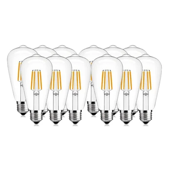 

SHINA 12pcs 4W/6W ST64 Edison Antique LED Filament Bulb 2700K/4000K Daylight White Not Dimmable E26/E27Base 110V/220V