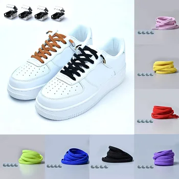 

1Pair 105cm Unisex Flat No Tied Lazy Long Shoelaces For Sneakers Men Women's Reticulated Elastic Cords With Metal Buckles String