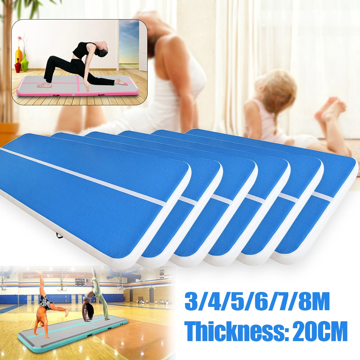 4/5/8M Aufblasbar Inflatable Tumble Track Trampoline Air Track