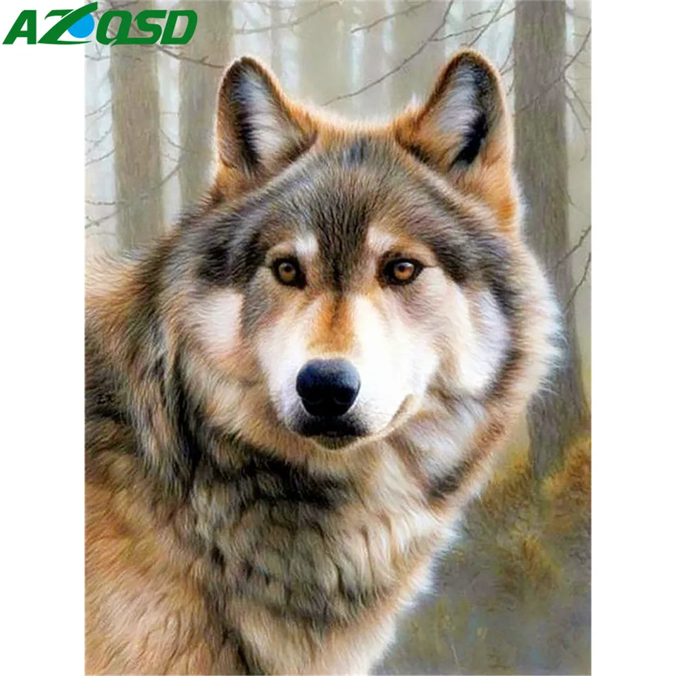 

AZQSD Diamond Embroidery Sale Animal Wolf Home Decor Handmade Diamond Painting Full Square Picture Of Rhinestones Wall Art Gift
