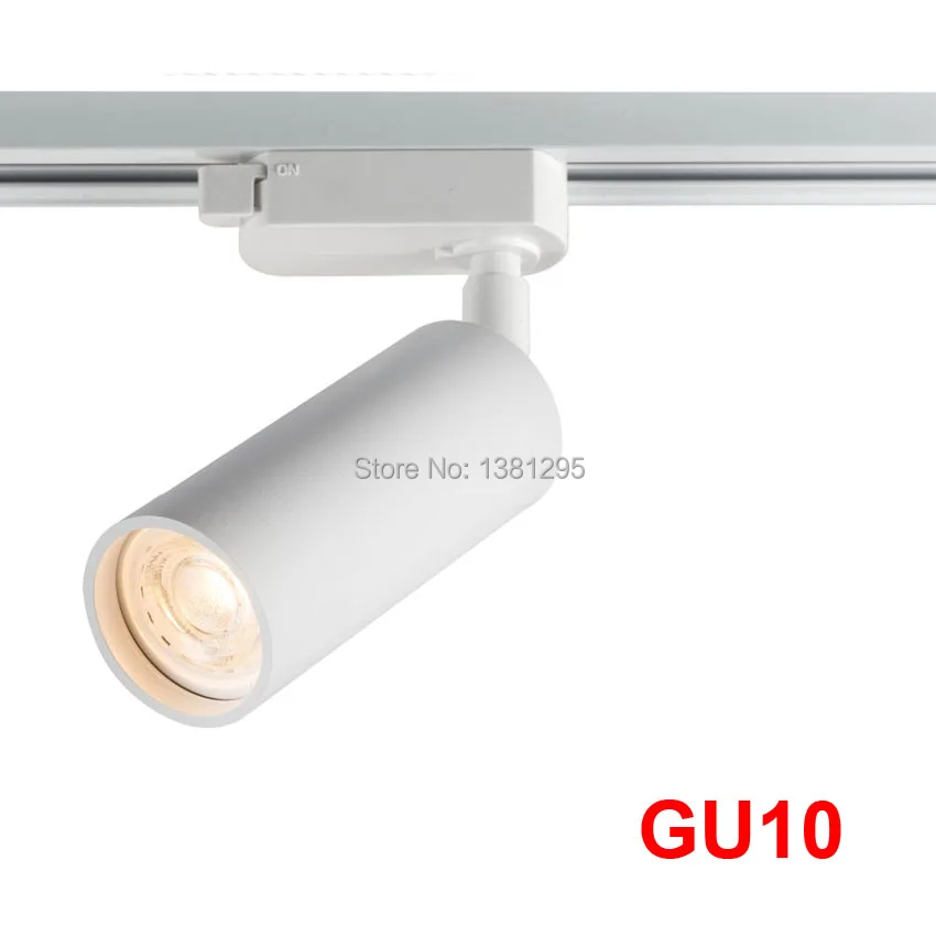 GU10 Трековый светильник Точечный светильник светодиодный рельсовый светильник Точечный светильник светильники для домашнего магазина Шоурум Черный Белый 2 провода 1 фазный Трековый светильник