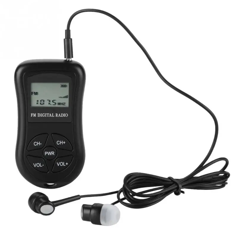 

LCD Display Personal Mini Digital Radio with Earphones Lanyard Portable Digital Radio 2018 New Radios