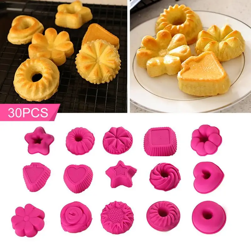 

30PCS/Set Muffin Cupcake Paper Cups Cake Forms Cupcake Baking Muffin Box Cup Case Party Tray Cake Mold Decorating Tools