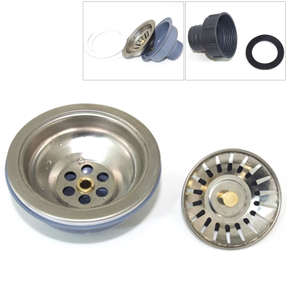 1Pc Stainless Bath Basin Kitchen Sink Strain Waste Plug Chrome Stopper