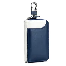 Натуральная кожа кожаный брелок для ключей, брелок для ключей для мужчин Организатор ключей экономки Для женщин брелок чехлы кейс на молнии сумка бумажник кошелек