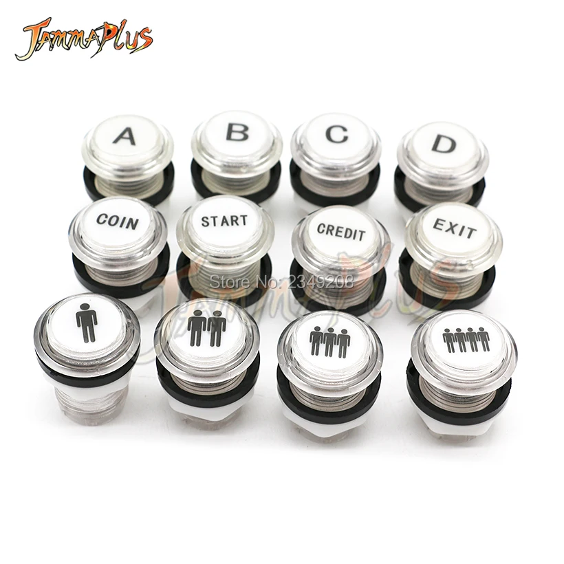

33mm Arcade Push button 12V Illuminated button With logo 1P 2P START CREDIT EITX PAUSE SELECT TURBO PLAY PS A B C D