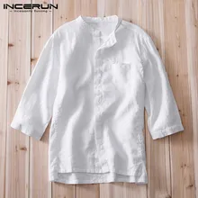 Пляжные простые рубашки для отдыха, Ретро стиль, мужская рубашка, платье, хлопок, лен, три четверти, свободная, 3XL, Повседневная рубашка, Camisa Hombre, топы, одежда