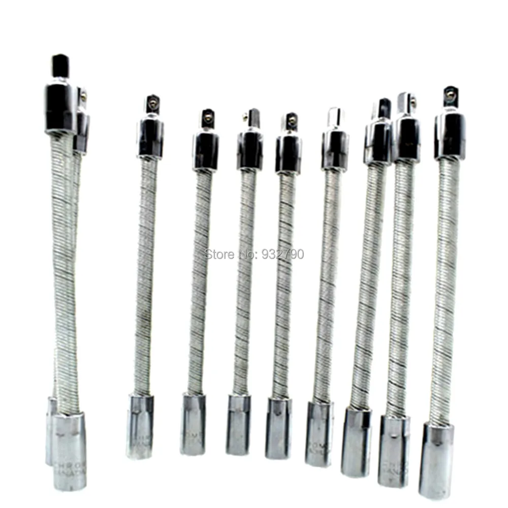 

10pcs 1/4" Drive Flexible Flexi Socket Extesion Bar Adapter Set Flexible Extension Bar Set Spring Shafts Long 150mm